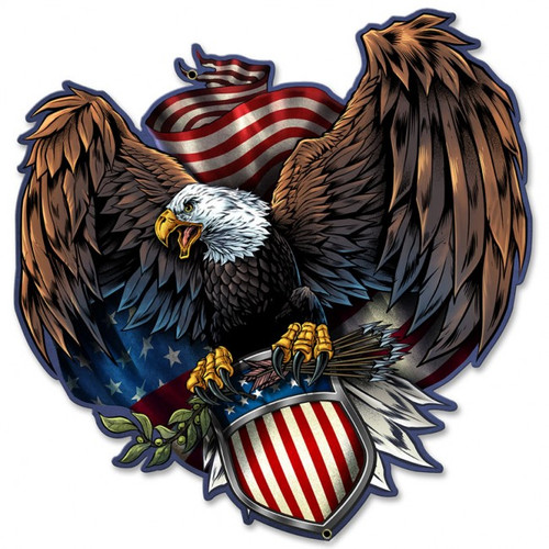 "EAGLE AND U.S. SHIELD" METAL  SIGN