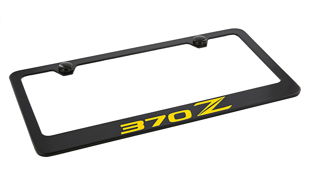 Nissan 370Z Wordmark Bottom Engraved Black Coated Zinc Frame