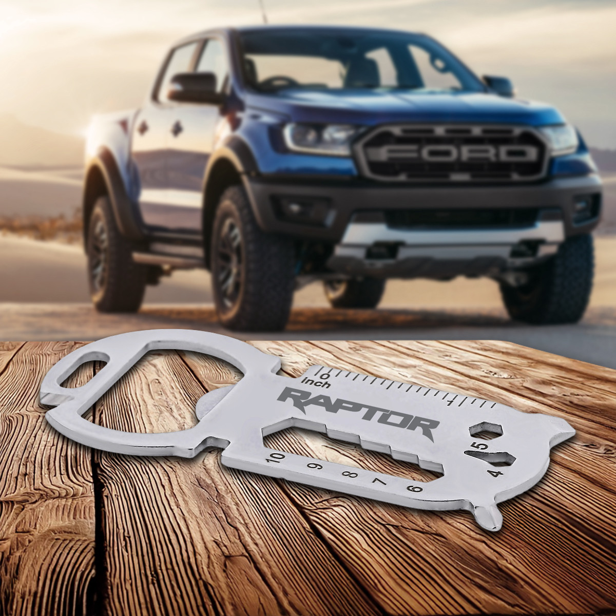 Metal Multi Tools Key Chain with Laser Engraved Raptor Logo