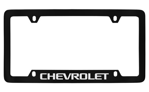 Chevrolet Bottom Engraved Black Coated Zinc License Plate Frame