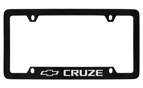 Chevrolet Cruze with Logo Bottom Engraved Black Coated Zinc License Plate Frame