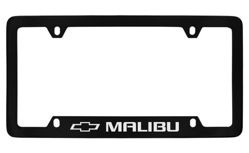 Chevrolet Malibu with Logo Bottom Engraved Black Coated Zinc License Plate Frame