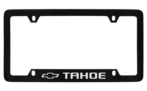 Chevrolet Tahoe with Logo Bottom Engraved Black Coated Zinc License Plate Frame 