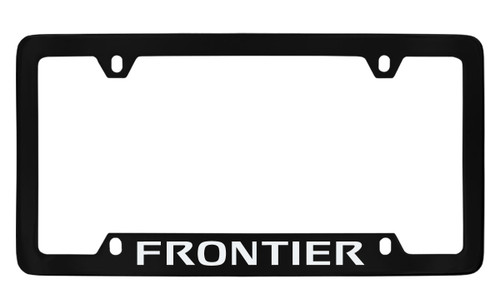 Nissan Frontier Black Coated Metal Bottom Engraved License Plate Frame Holder