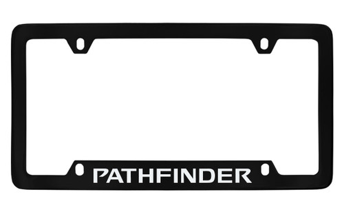 Nissan Pathfinder Black Coated Metal Bottom Engraved License Plate Frame Holder