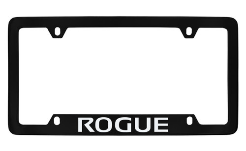 Black Coated Zinc License Plate Frame with Exposed Chrome Nissan