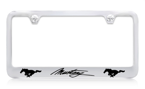 Ford Mustang Logo Chrome Plated Metal License Plate Frame