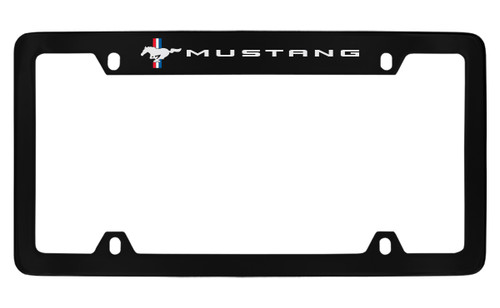 Ford Mustang with Pony & 3 Bars Top Engraved Black Coated Zinc Frame