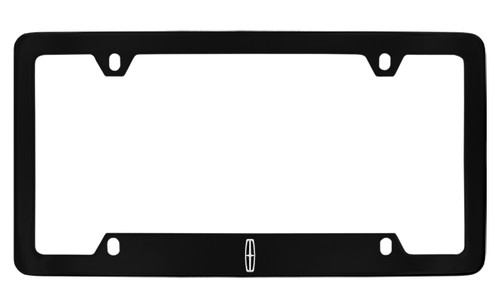 Lincoln Logo Bottom Engraved Black Coated Zinc License Plate Frame 