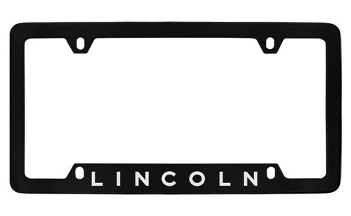 Lincoln Wordmark Bottom Engraved Black Coated Zinc License Plate Frame Holder