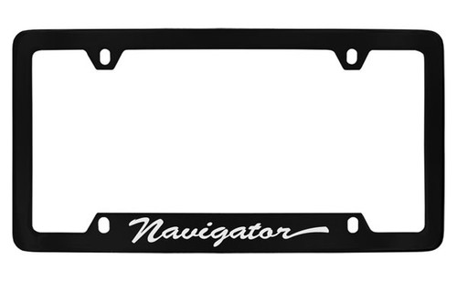 Lincoln Navigator Script Bottom Engraved Black Coated Zinc License Plate Frame Holder
