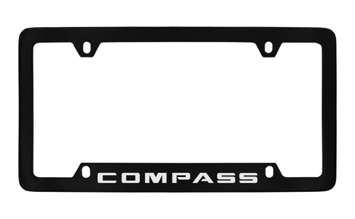 Jeep Compass Black Coated Zinc Bottom Engraved License Plate Frame 
