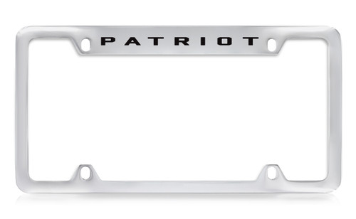 Jeep Patriot Chrome Plated Metal Top Engraved License Plate Frame Holder with Black Imprint