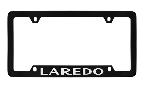 Jeep Laredo Black Coated Zinc Bottom Engraved License Plate Frame 