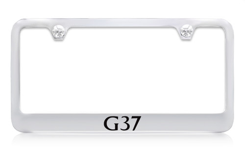 Infiniti G37 Chrome Plated Metal License Plate Frame Holder with Black Imprint