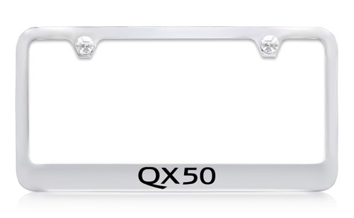 Infiniti Qx50 Chrome Plated Metal License Plate Frame Holder with Black Imprint