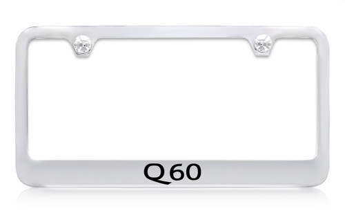 Infiniti Q60 Chrome Plated Metal License Plate Frame Holder with Black Imprint