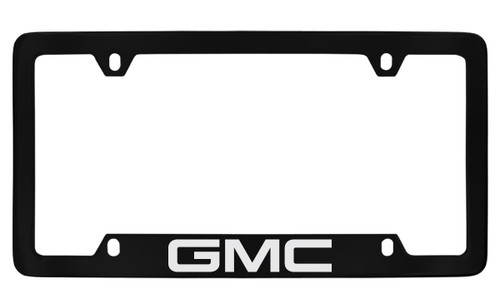 GMC Logo Black Coated Zinc Bottom Engraved License Plate Frame GMC Logo Black Coated Zinc Bottom Engraved License Plate Frame
