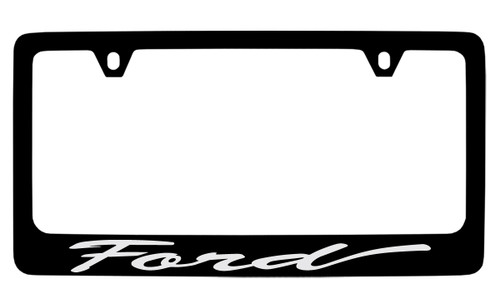 Ford Script Black Coated Zinc License Plate Frame Holder 