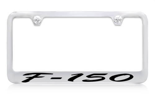 Ford F-150 Script Chrome Plated Metal License Plate Frame Holder with Black Imprint