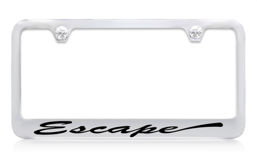Ford Escape Script Chrome Plated Metal License Plate Frame Holder with Black Imprint