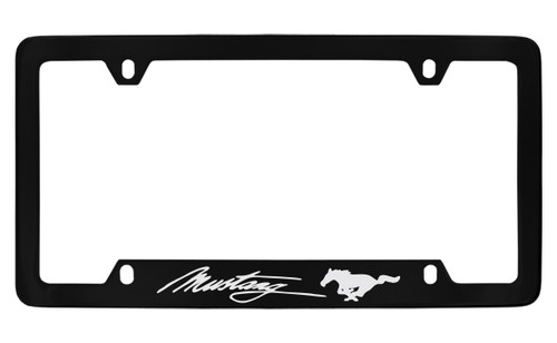 Ford Mustang Script Bottom Engraved Black Coated Zinc License Plate Frame  Ford Mustang Script Bottom Engraved Black Coated Zinc License Plate Frame