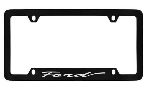 Ford Script Bottom Engraved Black Coated Zinc License Plate Frame 