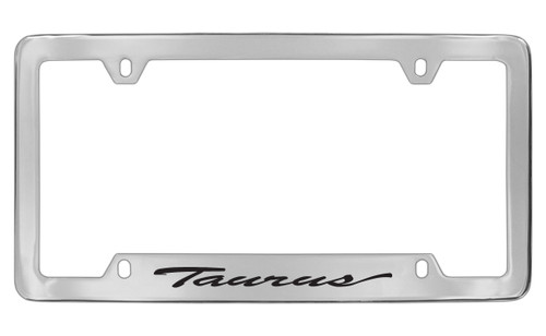 Ford Taurus Script Bottom Engraved Chrome Plated Metal License Plate Frame Holder with Black Imprint