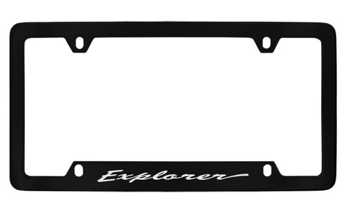 Ford Explorer Script Bottom Engraved Black Coated Zinc License Plate Frame 