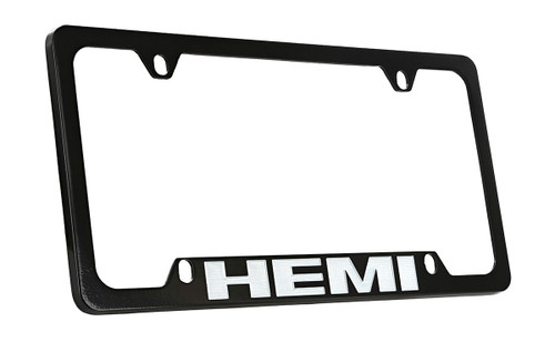 Ram Hemi Top Engraved Black Coated Zinc License Plate Frame 