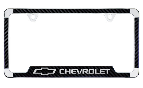 Carbon Fiber Vinyl Insert License Plate Frame with Chevrolet Logo