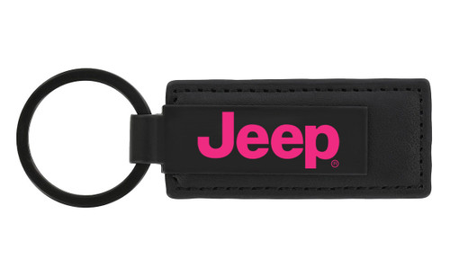 Jeep Brand Black Leather Keychain with UV Printed Jeep Logo