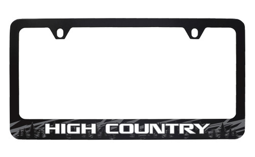 Black Coated Zinc License Plate Frame with UV Printed High Country Logo Black Coated Zinc License Plate Frame with UV Printed High Country Logo
