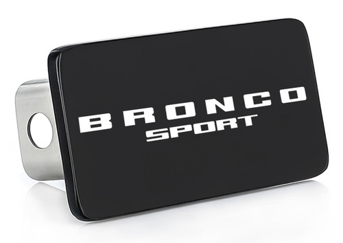 Black Coated Rectangular Hitch Cover with UV Printed Bronco Sport Logo Black Coated Rectangular Hitch Cover with UV Printed Bronco Sport Logo