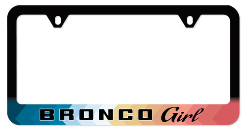 Black Plastic License Plate Frame with UV Printed Bronco Logo - Multi Color Gradient Black Plastic License Plate Frame with UV Printed Bronco Logo - Multi Color Gradient