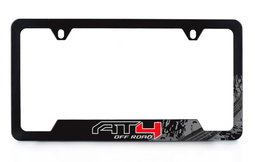 Black Coated Zinc License Plate Frame with UV Printed AT4 Logo
