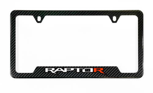 Genuine Carbon Fiber License Plate Frame with UV Printed Ford Raptor Logo - Notch Bottom Frame Genuine Carbon Fiber License Plate Frame with UV Printed Ford Raptor Logo - Notch Bottom Frame