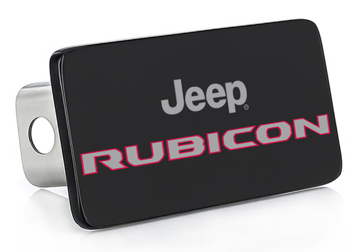 Jeep Brand Black Coated Hitch Cover with UV Printed Jeep Rubicon Logo
