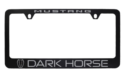 Ford Mustang Brand Black Coated License Plate Frame with UV Printed Dark Horse Logo