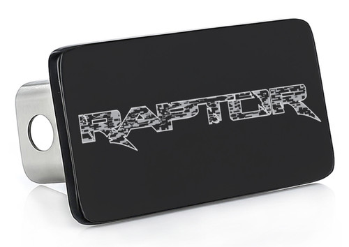Ford Brand Black Coated Rectangular Hitch Cover with UV Printed Raptor Logo - Distressed Design