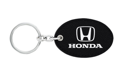 Honda UV Printed Oval Shaped Black Leather Key Chain