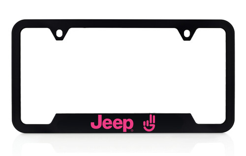 Black Plastic License Plate Frame with UV Printed Jeep Wave Logo