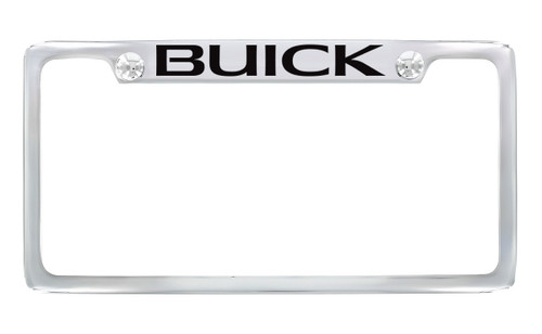 Chrome Plated Metal License Plate Frame with Buick Logo_ Top Engraved Logo