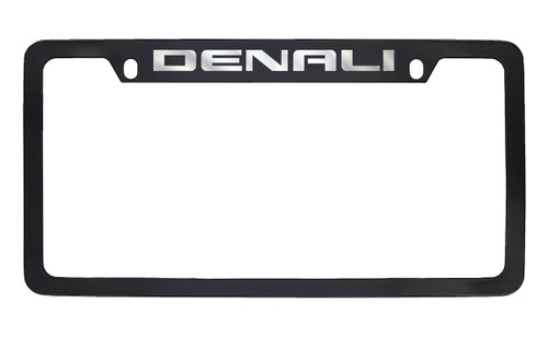 Black Coated License Plate Frame with Exposed Chrome Denali Logo