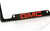 GMC Red Logo Black Coated Zinc Bottom Engraved License Plate Frame Holder