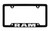 Ram Top Engraved Black Coated Zinc License Plate Frame Holder with Silver Imprint