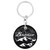 Black Leather Round Keychain with UV Printed Vintage Bronco Script 