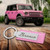 Carbon Fiber Patterned Pink Leather Keychain with Laser Engraved Bronco Script Logo
