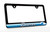 Black Plastic License Frame with 3D Bronco Script Emblem _  Blue Waves Design 