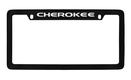 Black License Plate Frame for Jeep Cherokee (Premium Matte Letters / Emblem